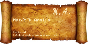 Mazák Armida névjegykártya